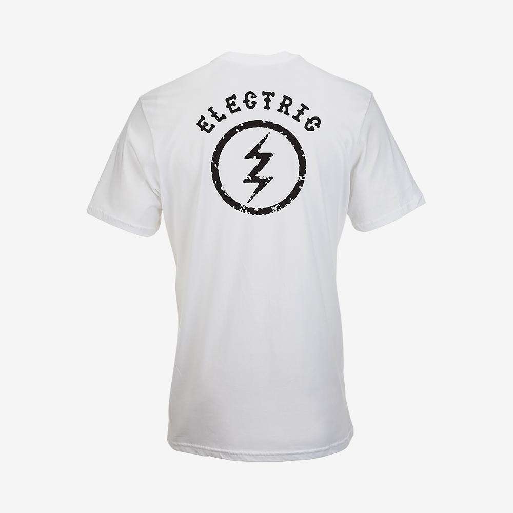 Electric Circle Bolt T-Shirt White Tee 100% Cotton | Electric