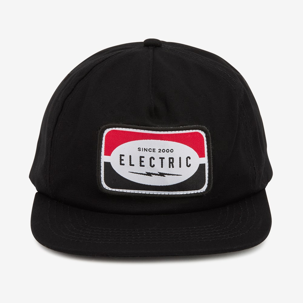 Electric logo patch snapback hat black cap