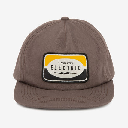 Electric logo patch snapback hat tan brown