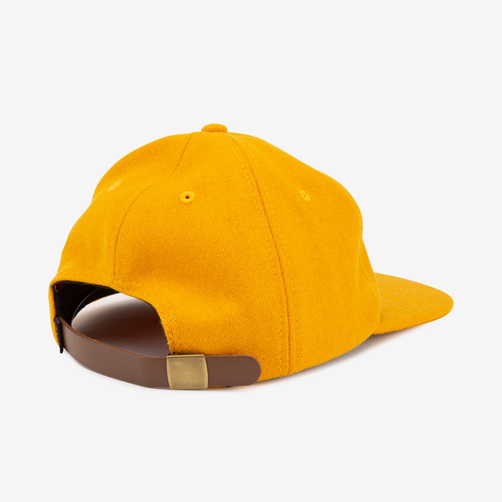 Electric script hat yellow mustard wool mens and womens snapback cap