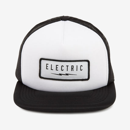 Electric volt logo trucker hat black white nylon polyester mesh truck cap