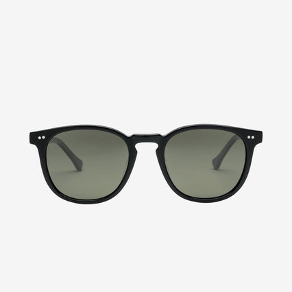 Electric Men's and Women's Sunglasses - Oak - Gloss Black Bio Acetate / Grey Polarized - Polarized Round Full-Rim Sunglasses