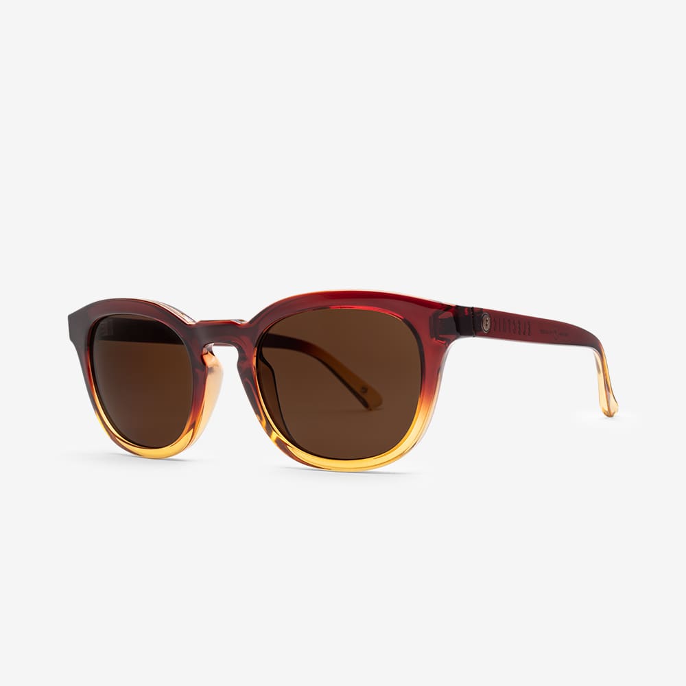 Electric Bellevue sunglasses for men and women. Round frame with bronze polarized lenses. Dark red gradient frame.